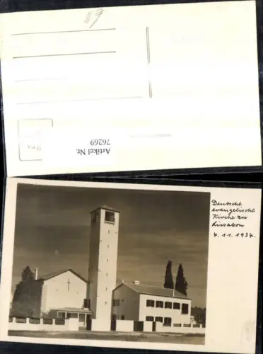 76269,Foto Ak Lissabon Deutsche evangelische Kirche 1934