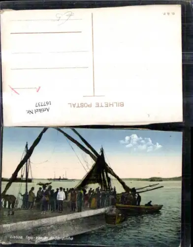 167737,Lisboa Tejo Venda de Sardinha Lissabon Hafen Personen Schiff Boot