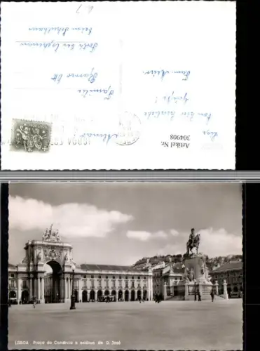 304908,Lisboa Lissabon Praca do Comercio e estatua de D. Jose Denkmal Arco da Rua Augusta