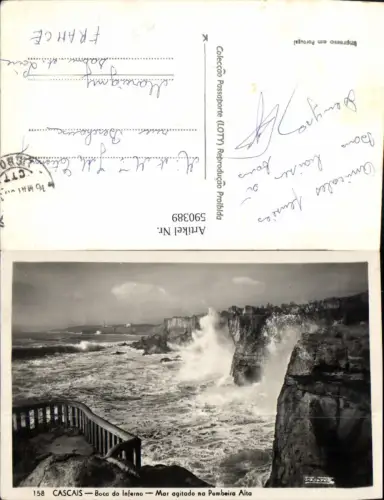 590389,Cascais Boca do Inferno Mar agitado na Pombeira Alta Portugal
