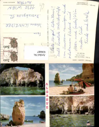 636687,Mehrbild Ak Algarve Lagos D. Ana Aspecto da costa Küste Strandleben Portugal