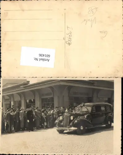601436,tolle AK Foto-AK Cercu Barnova Bahnhof Auto PKW Oldtimer Hoher Besuch Lasi