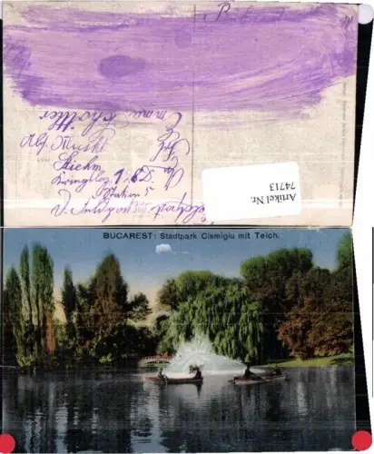 74713,Bukarest Bucarest Stadtpark Booote 1910