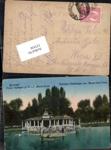 127636,Bukarest Bucuresti Cismigiu Parkanlage Monte Carl Insel