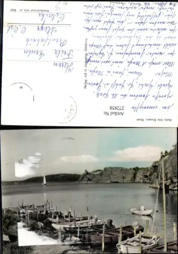 272858,Schweden Orust Motiv fran Slussen Anlegeplatz Ruderboote