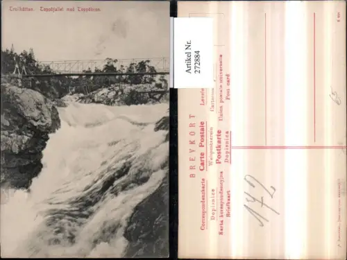272884,Schweden Trollhättan Toppöfallet med Toppöbron Wasserfall Brücke