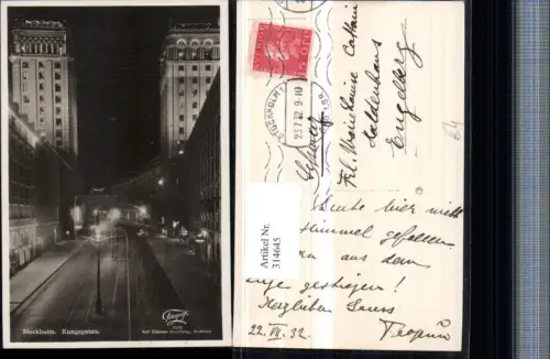 314645,Stockholm b. Nacht Kungsgatan Straßenansicht Brücke