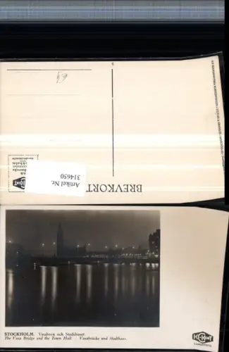 314650,Stockholm b. Nacht Vasabron och Stadshuset Vasabrücke u. Stadthaus