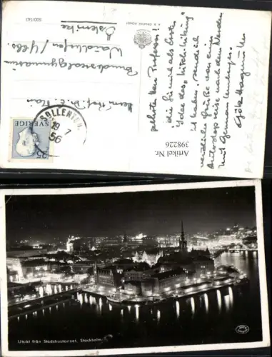 398226,Sweden Stockholm Utsikt fran Stadshustornet Teilansicht b. Nacht