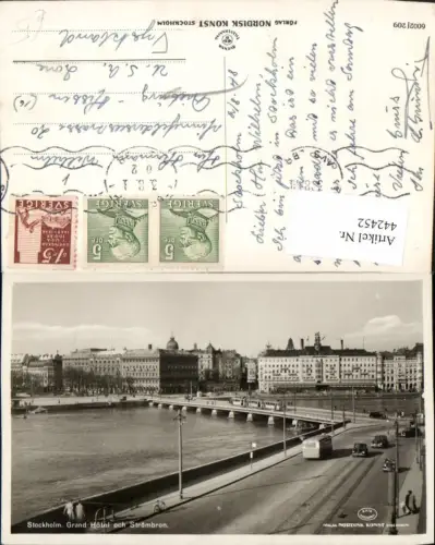 442452,Sweden Stockholm Grand Hotel och Strömbron Teilansicht Brücke