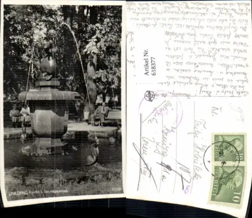 618377,Foto Ak Linköping Fontän i Järnvägsparken Brunnen Sweden