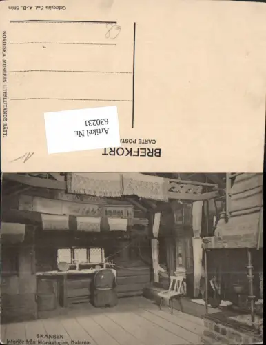 630231,Skansen Interiör fran Marastugan Dalarna Kamin Interieur Stube Sweden