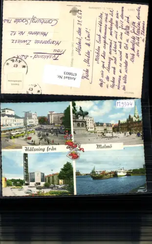 670803,Mehrbild Ak Hälsning fran Malmö Schiff Dampfer Kirche Sweden