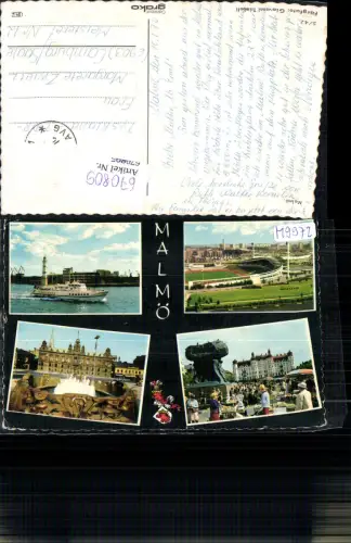 670805,Mehrbild Ak Malmö Schiff Leuchtturm Schloss Stadion Sweden