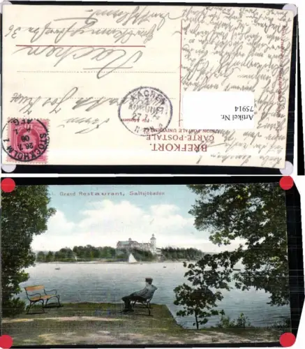 75914,Grand Restaurant Saltsjöbaden Mann am Ufer 1906