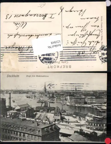 121848,Stockholm Aussicht vom Katarinahissen Hafen