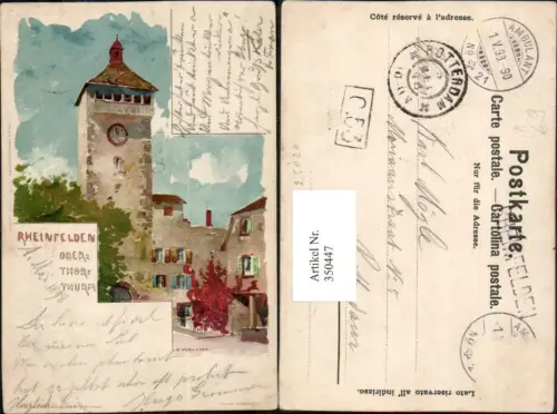 350447,Künstler Litho F. Voellmy Rheinfelden Obertorturm Turm Kt Aargau
