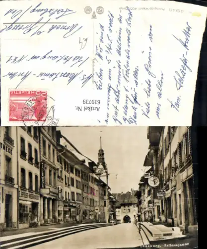 619739,Foto Ak Lenzburg Rathausgasse Strassenmotiv