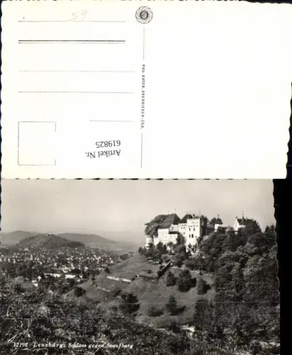 619825,Foto Ak Lenzburg Schloss gegen Staufberg