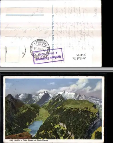 304215,Ausblick vom Hohen Kasten auf Säntis-Altmann b. Brülisau Bergkulisse Kt Appenzell