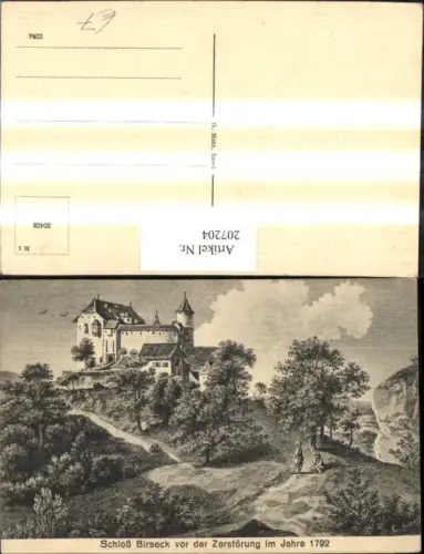 207204,Schloss Birseck v. d. Zerstörung im Jahre 1792 Kt Basel-Land