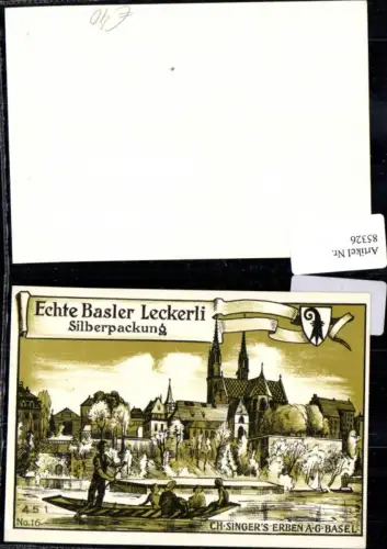 85326, Basel Reklame AK Ch Singers Erben A. G. Basel Echte Basler Leckerli Silberpackung
