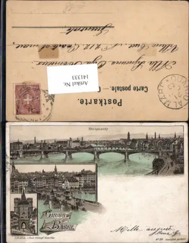 141333,Tolle Litho Gruss aus Basel Stadt pub Schlumpf Wintherthur Nr 301