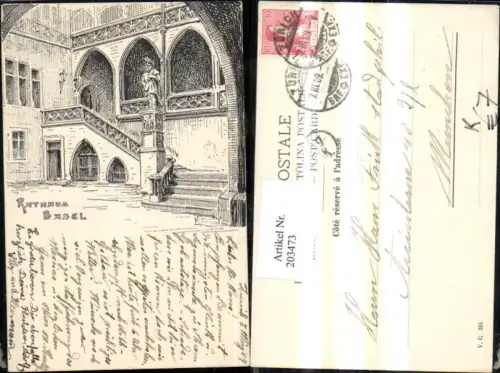 203473,Künstler AK Basel Rathaus Kt Basel-Stadt
