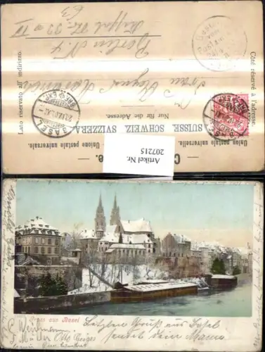 207215,Gruß aus Basel Teilansicht Kirche Winterbild