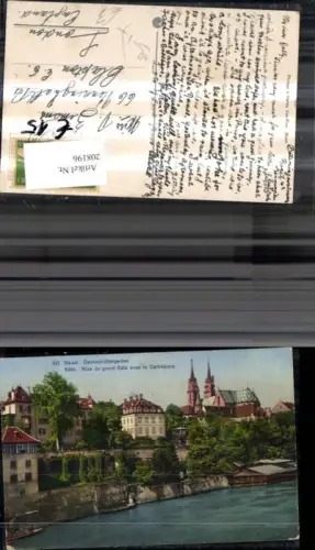 208196,Basel Deutschrittergarten Bale Rive du grand Bale avec le Cathedrale