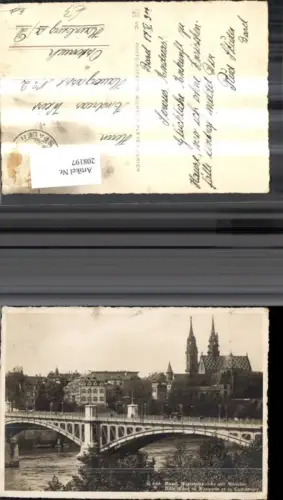 208197,Basel Wettsteinbrücke m. Münster Bale Pont de Wettstein et la Cathedrale