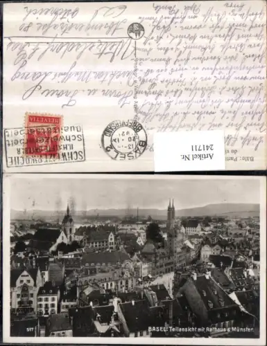 241711,Basel Bale Teilansicht m. Rathaus u. Münster