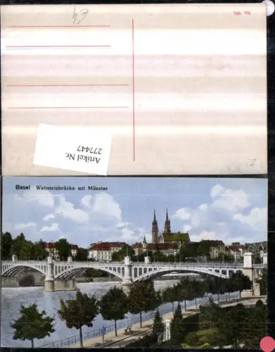277447,Basel Wettsteinbrücke Brücke m. Münster Kirche