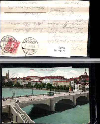 304201,Basel Teilansicht Mittlere Rheinbrücke Brücke