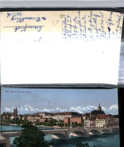 309428,Basel Teilansicht Brücke m. Alpen Bergkulisse