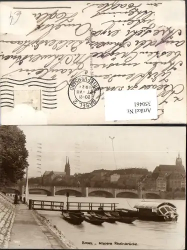 350461,Basel Teilansicht Mittlere Rheinbrücke Brücke Boote