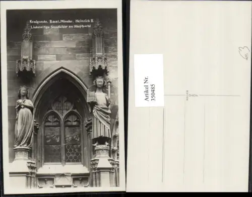 350485,Basel Münster Standbilder am Hauptportal Kunigunde u. Heinrich II