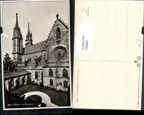 350483,Basel Münster Kirche m. Kreuzgang