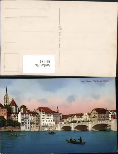 391484,Basel Teilansicht Partie am Rhein Brücke