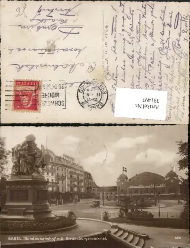 391493,Basel Bundesbahnhof Bahnhof m. Straßburger-Denkmal