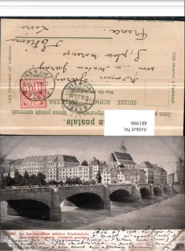 481906,Künstler AK Basel Teilansicht Rheinbrücke Brücke