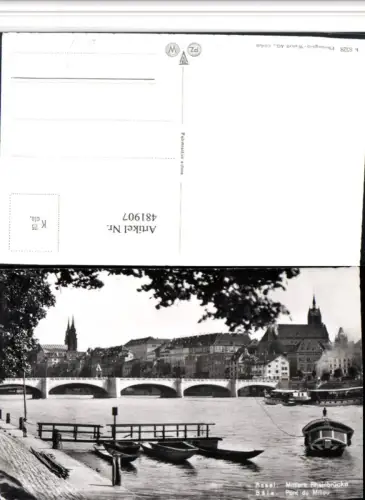 481907,Basel Teilansicht Mittlere Rheinbrücke Brücke Boote