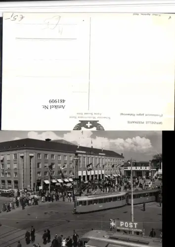 481909,Basel Schweizer Mustermesse Gebäude Straßenbahn Post