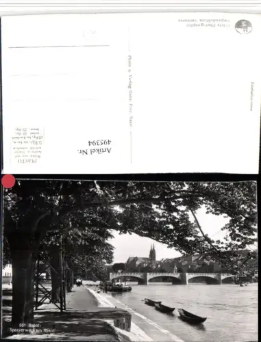 495394,Basel Spazierweg am Rhein Teilansicht Brücke