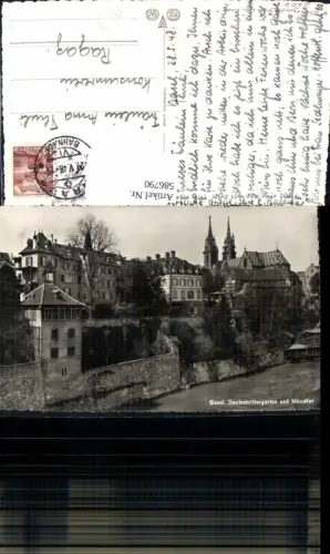 586790,Foto Ak Basel Deutschrittergarten u. Münster Switzerland