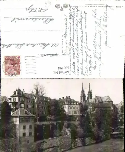 586794,Foto Ak Basel Deutschrittergarten u. Münster Switzerland