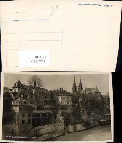 618840,Foto Ak Basel Deutschrittergarten u. Münster
