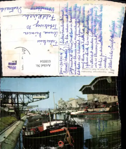 618954,Foto Ak Basel Bale Kleinhüninger Rheinhafen Le Port de Petit Hamburg Hafen Schiffe