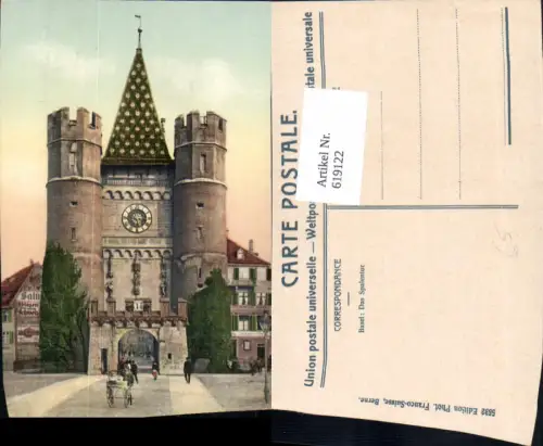 619122,Basel Das Spalentor Uhr Uhrturm