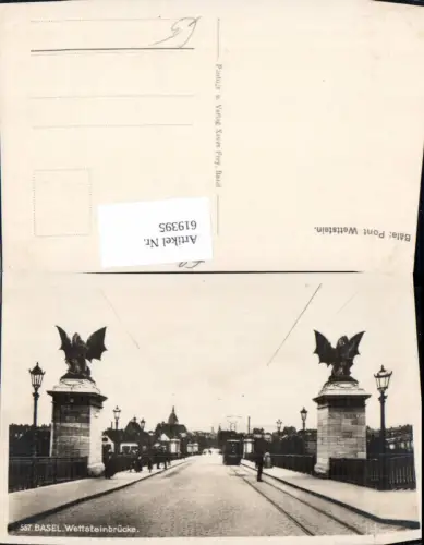 619395,Foto Ak Basel Wettsteinbrücke Brücke Straßenbahn
